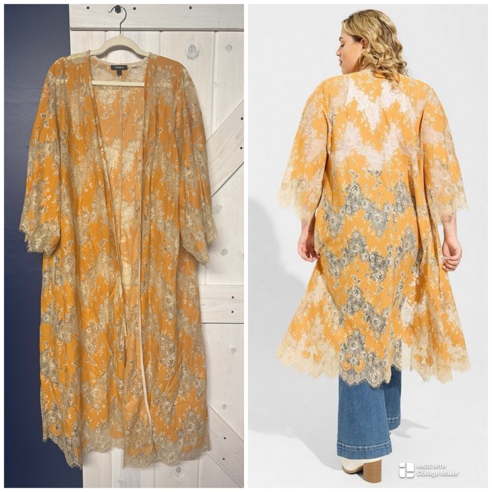 Torrid Golden Lace Maxi Kimono